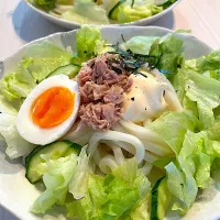 休日のお昼ごはん　サラダうどん|キヨさん