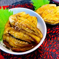 ✩.*˚茄子の蒲焼き丼| ゆきえもんさん