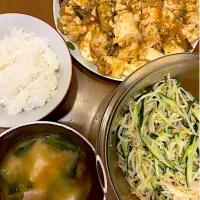 麻婆茄子豆腐ともやしときゅうりのナムル| masaさん