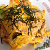 2人帰宅後昼ごはん豚キムチ野菜卵丼|m.rafuさん
