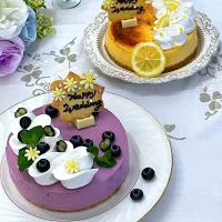 ブルーベリーレアチーズケーキ🫐＆ニューヨークチーズケーキ🍋| シフォンさん
