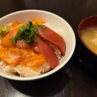 海鮮丼とあおさの味噌汁|もとしんさん