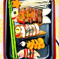 こどもの日に鯉のぼり焼き肉|まめもにおさん