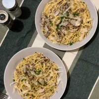パスタ　マッシュルームのクリームソース|まる(丸大豆)さん