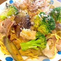 豚バラ茄子ブロッコリーの和風スパゲティ|masaさん