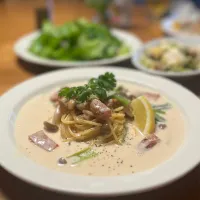 5/6の夕食　クリームスープパスタ|yoneさん