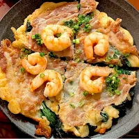 buchimgae (Korean pancake)🇰🇷(豚バラ,行者にんにく,海老)ﾁﾁﾞﾐ|🌈Ami🍻さん