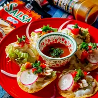 パリパリ食感がたまらない！チキン･トスタダス