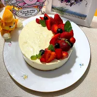 チーズムースケーキ　桜プリン🌸添えて| yukki-----さん
