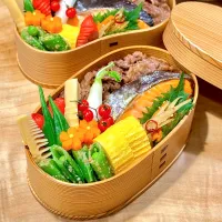 牛鮭弁当|1480_kojiさん