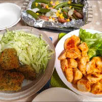 残り野菜と生協の残りのもので夜ごはん