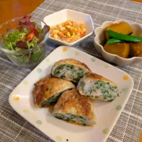 ☆あげ餃子　☆かぼちゃ煮　☆もやしキムチ　☆サラダ| chikakoさん