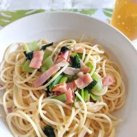 アルモンデ、小松菜とベーコンのペペロンチーノのお昼ご飯です✨|rikako♪。.:＊さん