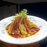 地鶏の鶏刺しでカルパッチョ〜鹿児島っぽいでしょっ|shikaさん