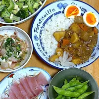 💦カレーライス🍛と刺身残り🐟|Makokoさん