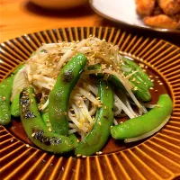 スナップエンドウの焦がし醤油炒め