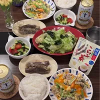 野菜盛り盛り金曜晩ご飯🥬🥕🍆🍅🥒|マイコさん