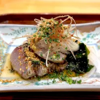 ④5月8日・［和食のコースと思ってたら🤔お寿司が出て来た😅✨］・イサキの藁たたき❣️