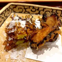 ⑤5月8日・［和食のコースと思ってたら🤔お寿司が出て来た😅✨］・タコとヤングコーンの唐揚げ❣️|山勝さん