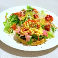 サラダまみれのオープンサンド