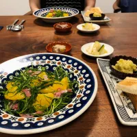 八朔とおかひじきのサラダ、そら豆のフムス|タロッカ主夫見習いさん