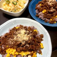 カレーそぼろごはん、ポテトサラダ|ハルさん