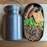 長男21日目　2色ご飯とすまし汁