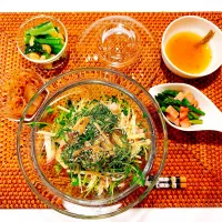 🐷夜【豆苗と豚バラ蒸し(薬味のせ)】🌱‬‪|Laniさん