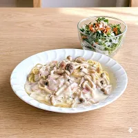 シメジベーコンクリームスパゲティ|りょうりょうさん