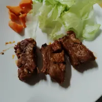 レンチンスペアリブ　レンチンで片面3分ずつ&仕上げにフライパンで両面を焼き、固める|はやとさん