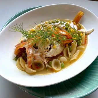 Snapdishの人気料理写真:アラカブ(カサゴ)のスープパスタ