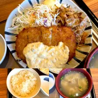 チキン南蛮＋しょうが焼き定食|るみおんさん