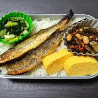 今日のお弁当（氷下魚の丸干しやだし巻き玉子、切り昆布煮、江戸菜漬）|Mars＠釜飯作り研究中さん