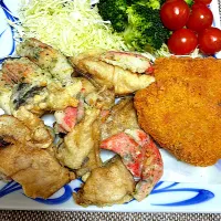 今夜の夕食　揚げ物　盛り合わせ