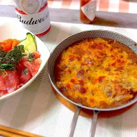 昨夜のカレーでグラタン&マグロ明太丼|hiroyoさん