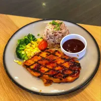 Tasty BBQ Chicken Steak w/ Rice & Salad 🥩🥗🍚🤤|An'leeさん