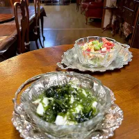 ササミサラダ🥗ゆで卵トマト和え🍅めかぶワカメ木芽和え|henryさん