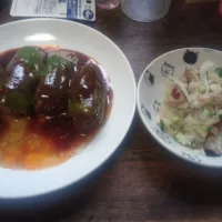 ピーマンの肉詰め、お米のサラダ(イタリアン)|にんにくと唐辛子が特に好き❤️(元シャリマー)さん