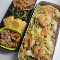 ☆高校生弁当☆焼きそば、切干大根、ほうれん草ゴマ和え、カニカマ卵焼き、無限ピーマン|ｼｮｺﾗさん