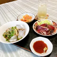 grandmaの晩ごはん☆ 暑い日🥵
今夜は山菜そば…
人参🥕のシリシリ…
カツオの造り
で頂きます| kaoriさん