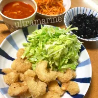 ＊ころころ海老フライとトマトスープ、にんじんツナサラダ♬＊| ultramarineさん