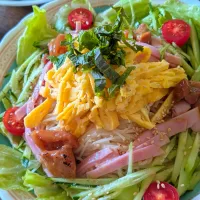 暑くなったので冷やし中華風のアルモンデお素麺