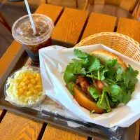 パクチーチキンバーガー グリーンカレー
コールスローサラダ
ドリップコーヒー|T. Wonderさん