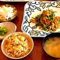 晩ごはん♯鯛めし♯青椒肉絲♯野沢菜|小松菜さん