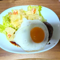 5/16 実家の父の夕食　ハンバーグプレート|卯月さん