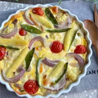 初夏の野菜とチーズの皮なしキッシュ|ゆーこどんさん