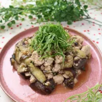 鶏ひき肉とナスの甘辛梅炒め|めいめいさん