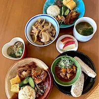 今日の旦那さんお弁当オカズで母娘のランチプレート♡|さくたえさん