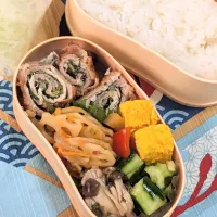 本日のお弁当〜豚ロースの紫蘇巻弁当|f.1125beさん