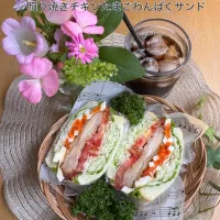 5/19❤︎照り焼きチキンたまごわんぱくサンド🥪

今日も夏日☀️暑いですね

＊ 照り焼きチキン
＊ 半熟たまご
＊ 春キャベツ.トマト.フリルレタス.人参ナムル|Makinsさん